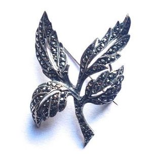 vintage silver marcasite foliage brooch by ava mae designs