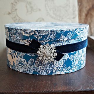 hatbox with vintage style brooch by flowerbug designs