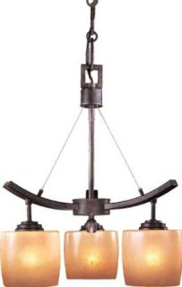 Minka Lavery 1185 357 3 Light 1 Tier Mini Suspension Chandelier from the Raiden Collection, Iron Oxide    