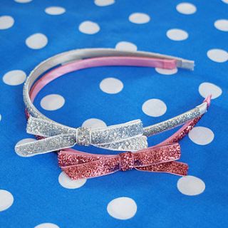 glitter velvet ribbon bow alice band by rockahula kids