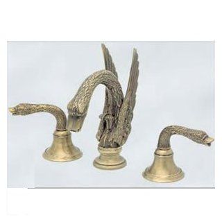 Andre Collection 3601 1H 361AN AN Antique Nickel Bathroom Faucets 8" Widespread Faucet Lady of the Lake Collection Swan Lever & Spout   Bathroom Sink Faucets  