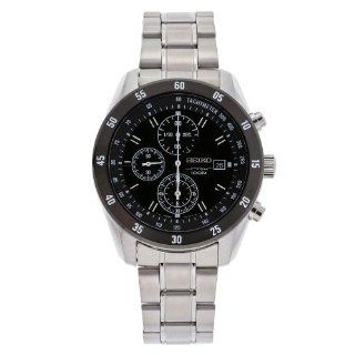 Seiko Men's SNDC47 Stainless Steel Chronograph Black Dial Watch Seiko Watches