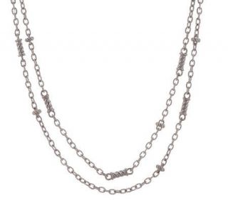 Judith Ripka Sterling 24 Double Chain Textured Necklace —