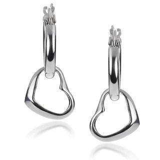 Tressa Sterling Silver Hoop Earrings with Dangling Hearts Tressa Sterling Silver Earrings