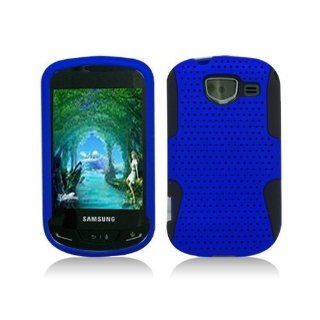 Importer520 Blue / Black Apex Mesh Hard Silicone Hybrid Gel Case Cover For Samsung Brightside U380 Cell Phones & Accessories