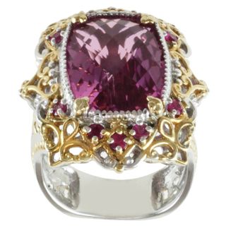 Michael Valitutti Two tone Palladium silver Pink Quartz and Ruby Ring Michael Valitutti Gemstone Rings