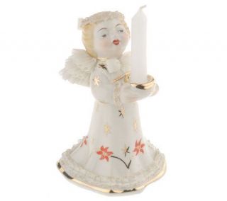 Irish Dresden Porcelain Angel Candle Holder with Candle —