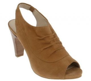 Tignanello Suede Open Toe Slingbacks w/ Ruched Detail —