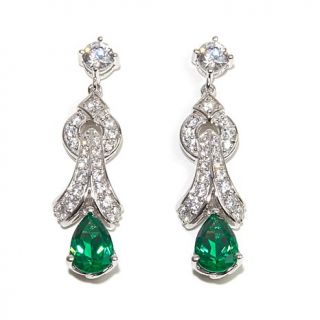 Victoria Wieck 3.28ct Absolute™ and Simulated Emerald Drop Earrings