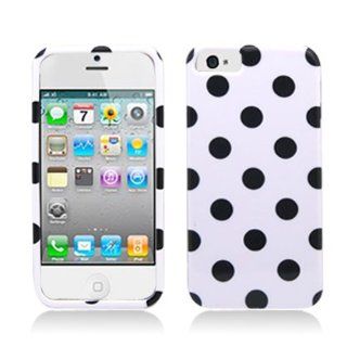 Aimo IPH5PCPD300 Trendy Polka Dot Hard Snap On Protective Case for iPhone 5   Retail Packaging   Black/White Cell Phones & Accessories