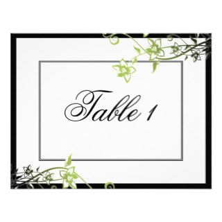 Table Number Wedding Card   Green White Blossoms Invites