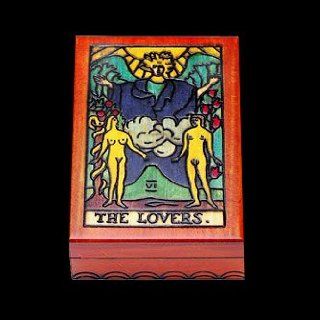 The Lovers Handmade Linden Wood Tarot Deck Keepsake Box   Jewelry Keepsake Boxes