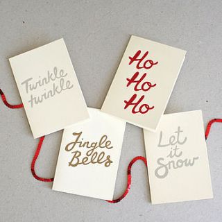 pack of eight hand printed christmas cards by the design conspiracy
