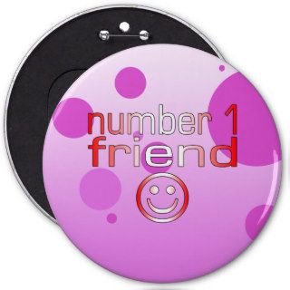 Number 1 Friend in Canadian Flag Colors for Girls Pinback Button
