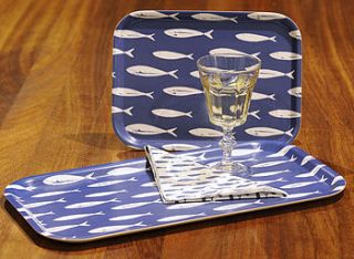 fish shoal serving tray by living by the seaside