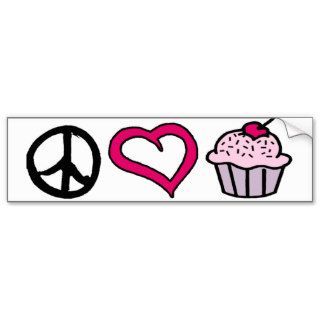 Peace, Love & Cupcakes Bumper Stickers