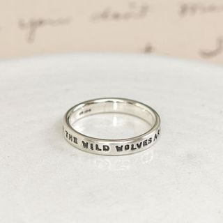 personalised silver message ring by notes