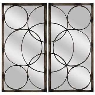 Set of 2 Geometric Metal Wall Mirrors   16In x 32In