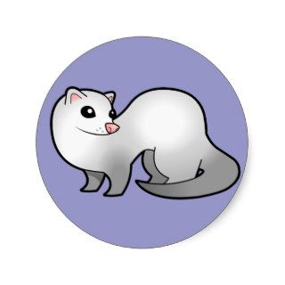 Cartoon Ferret (silver) Round Sticker
