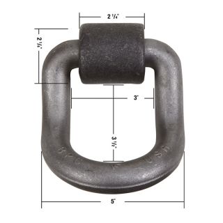 Buyers Heavy-Duty Forged D-Ring – 1in. Dia., 55° angle w/ Weld-On Bracket  Rope Rings