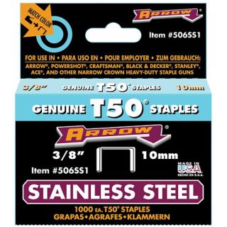 Arrow T50 3/8 Stainless Steel Staples 1000 ct. 73548