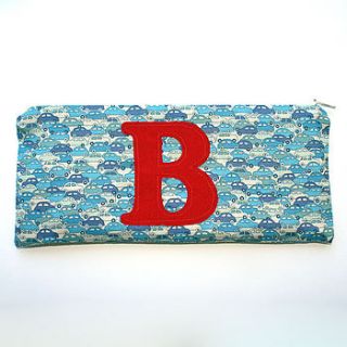 personalised boy's pencil case   blue cars by nickynackynoo