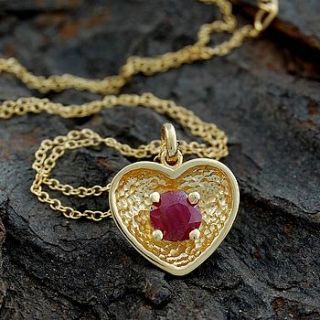 gold and ruby scoop heart necklace by embers semi precious and gemstone designs