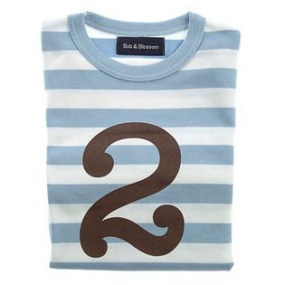 age/number kids t shirt sky blue & white by bob & blossom ltd