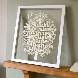large framed family tree papercut by eticuts