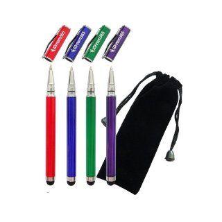 iDream365 2 in 1 Capacitive Stylus Touch Pen and Ballpoint Pens 4Pcs Stylus Pens (Dark Blue, Green,Purple,Red)Compatible with iPad 1 2 3 4 Mini, iPhone 3 3G 3GS 4 4S 5 5C 5S, iPod Touch 3 4 5, Adroid Tablets, Droid Phones, Samsung Galaxy Tablet+Black Clot