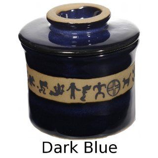 French Butter Keeper in Dark Blue with Mini Petroglyph   Food Savers