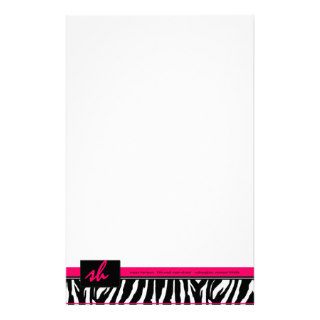Zebra Stationery with Custom Hot Pink Monogram