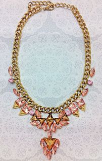 statement pink rose drop necklace by sugar + style