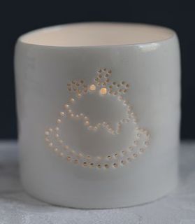 porcelain christmas pudding tea light by luna lighting