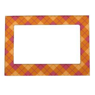 Bias Plaid in Orange and Pink Magnetic Photo Frame