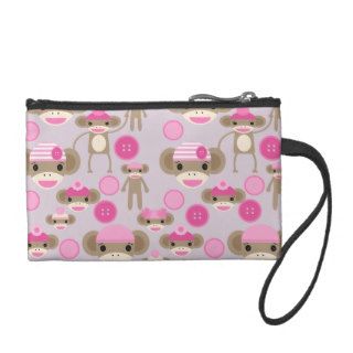 Cute Girly Pink Sock Monkey Girl Pattern Collage Coin Wallet