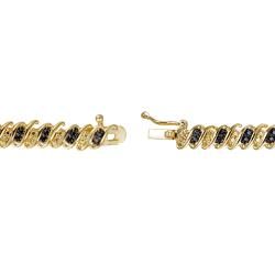 DB Designs 18k Gold over Silver Black Diamond Accent Tennis Bracelet DB Designs Diamond Bracelets