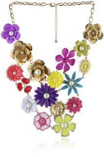 Leslie Danzis Multi Colored Floral Statement Necklace Pendant Necklaces Jewelry
