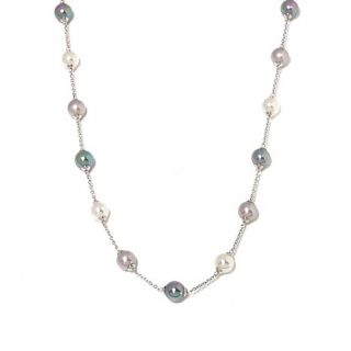 Majorica 8mm Round Multicolor Manmade Organic Pearl 18 1/4" Tin Cup Necklace