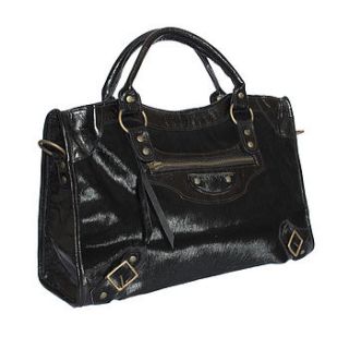 leather calf hair biker bag by madison belts
