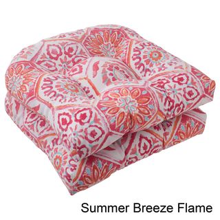 Pillow Perfect Summer Breeze Polyester Tufted Wicker Outdoor Seat Cushions (Set of 2) Pillow Perfect Outdoor Cushions & Pillows