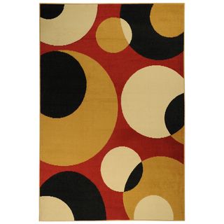 Paterson Collection Contemporary Abstract Circles Red Polypropylene Area Rug (8'2 x 9'10) 7x9   10x14 Rugs