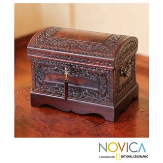Mohena Wood and Leather 'Colonial Treasure' Jewelry Box (Peru) Novica Jewelry Boxes