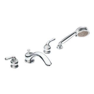 Moen T953 Monticello Two Handle Low Arc Roman Tub Faucet and Hand Shower without Valve, Chrome    