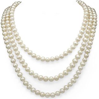 DaVonna White Freshwater Pearl Endless Necklace (7 7.5 mm) DaVonna Pearl Necklaces