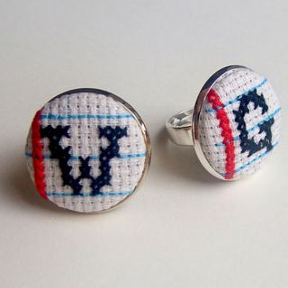 personalised cross stitch 'lined paper' ring by magasin