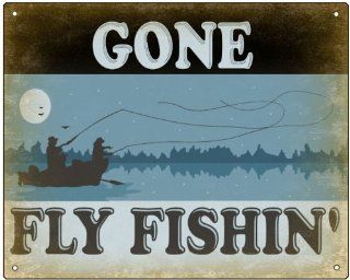 Fishing Sign fly fishing vintage style mancave gift wall decor 385  Yard Signs  Patio, Lawn & Garden