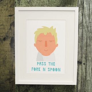 'pass the fork n spoon' kitchen print by hole in my pocket
