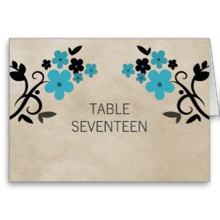 Aqua Sweet Vintage Floral Table Number Card