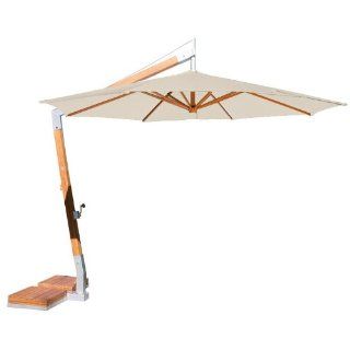 Bambrella Side Wind 11.5' Round Bamboo Cantilever Umbrella   Ecru Canopy  Outdoor Canopies  Patio, Lawn & Garden